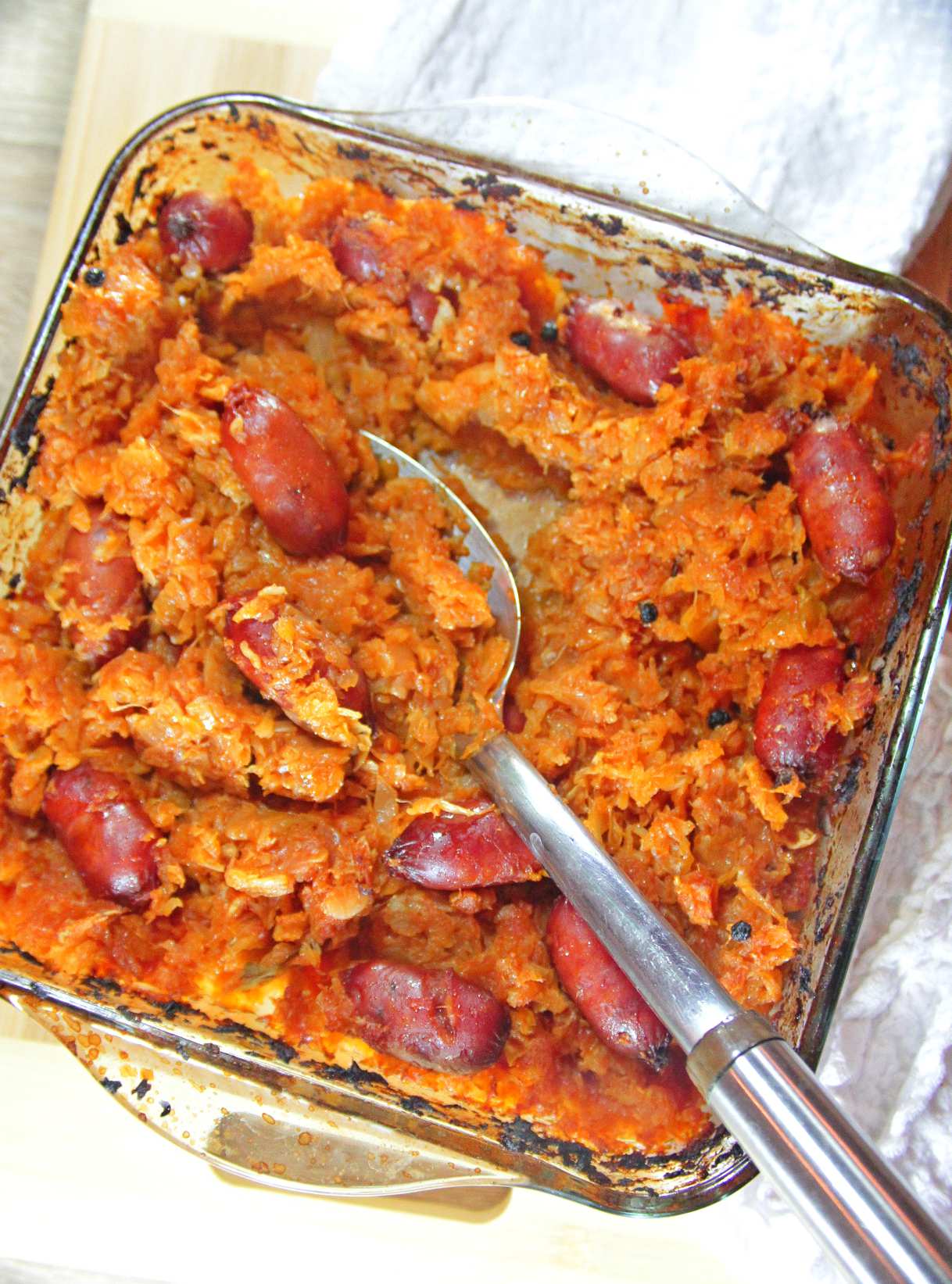 Baked Cabbage With Sausages