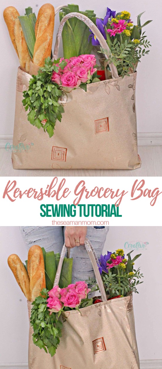 Grocery Bag Pattern For A Reusable And Reversible Market Tote Bag