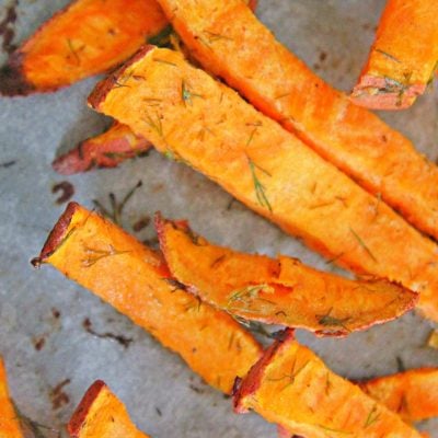 Healthy Baked Garlic Sweet Potato Fries