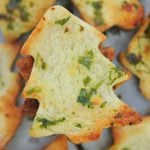 Try these garlic bread chips together with a hot cheese dip for the most crispy, crunchy, gooey and mouthwatering appetizer idea!