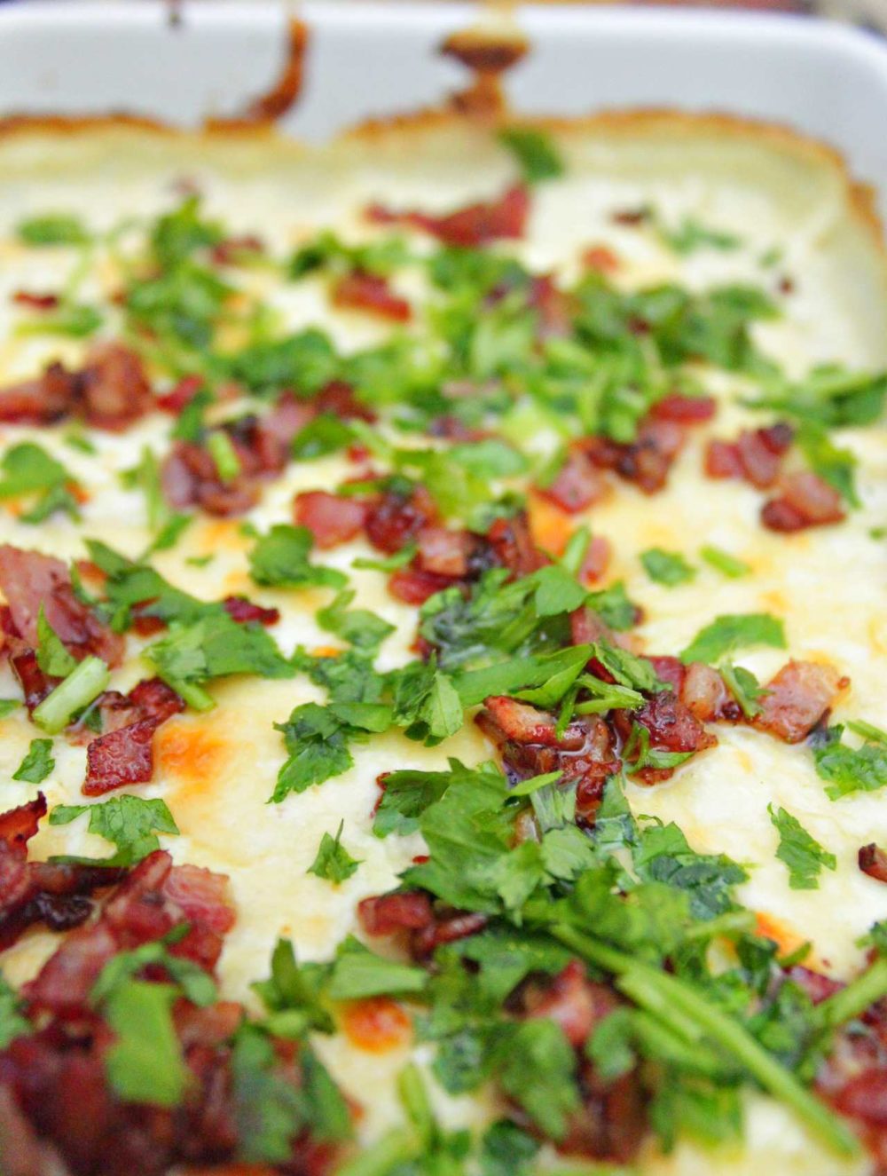 Garlic bread chips with bacon cheese dip