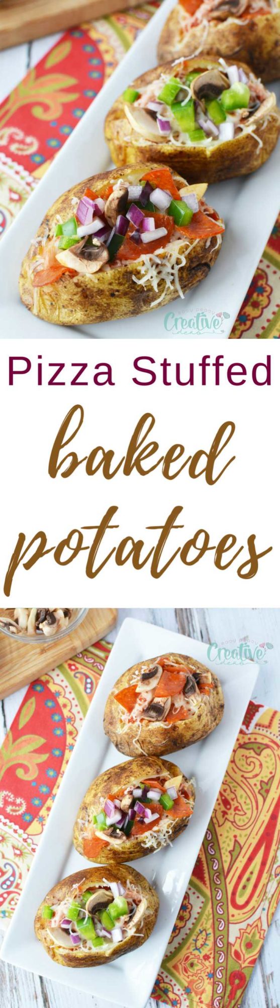 Pizza stuffed baked potatoes