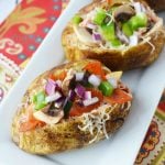 Perfect for any gatherings, parties or barbecues, these pizza baked potatoes are loaded with pepperoni, mushrooms, peppers and cheesy goodness!