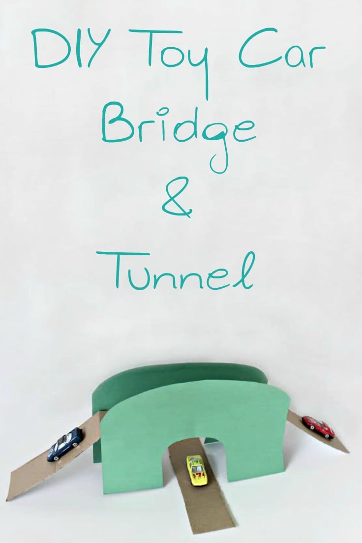 Entertain your kids with a simple but fun project! This easy peasy toy bridge for cars doubles down as a tunnel and will keep kids busy for hours!