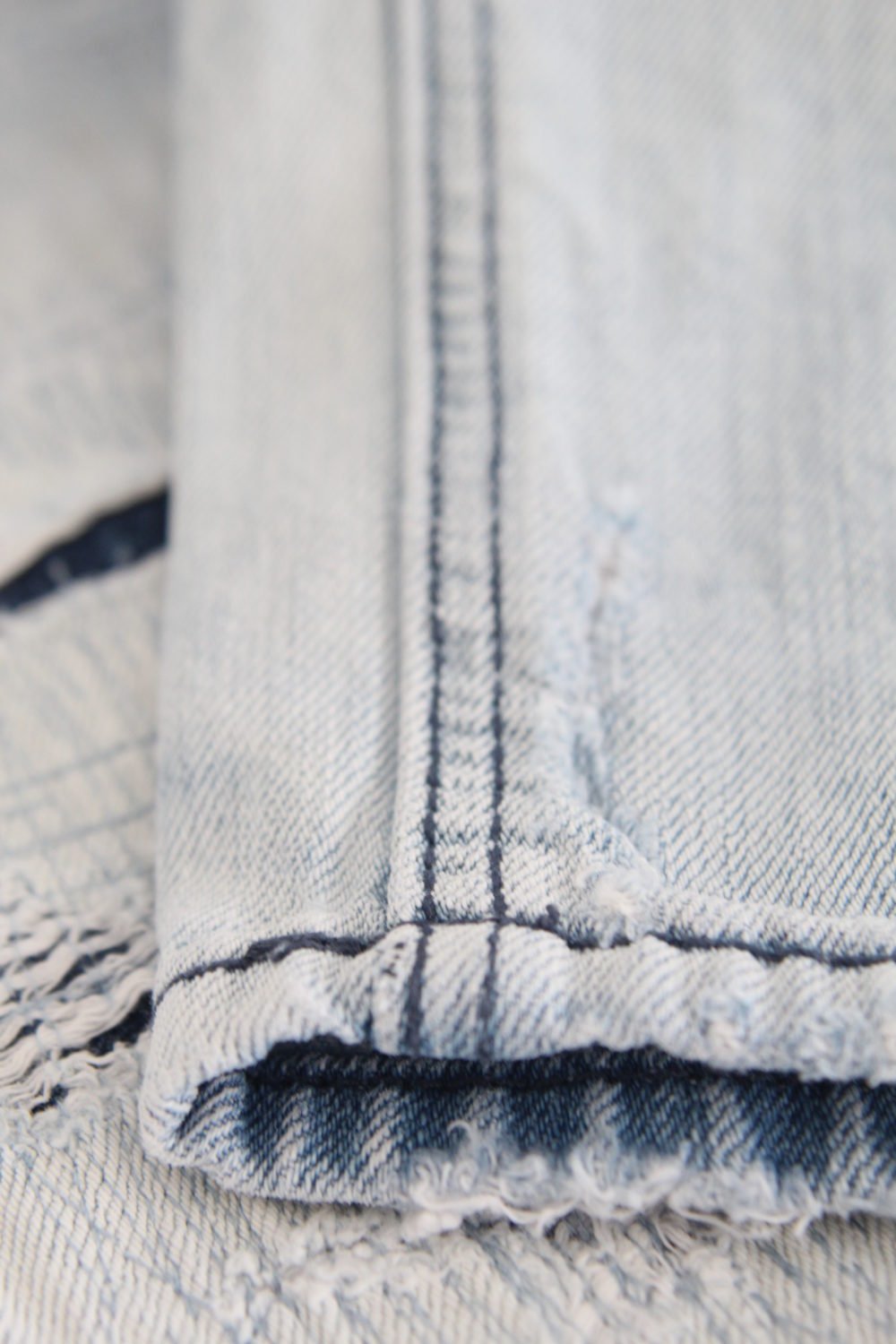 Pair of jeans featuring the felled seam on the inside seam