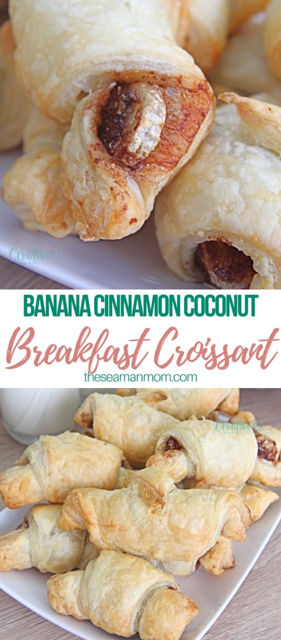 Breakfast croissant with banana cinnamon and coconut