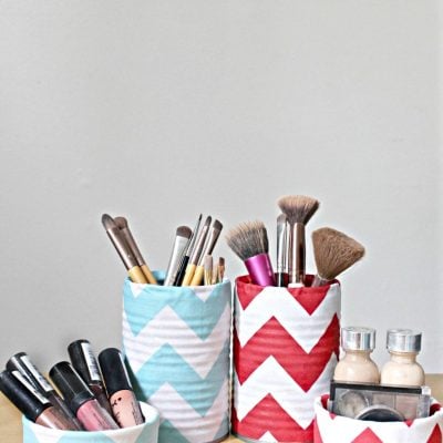 Fabric Covered Makeup Storage Containers