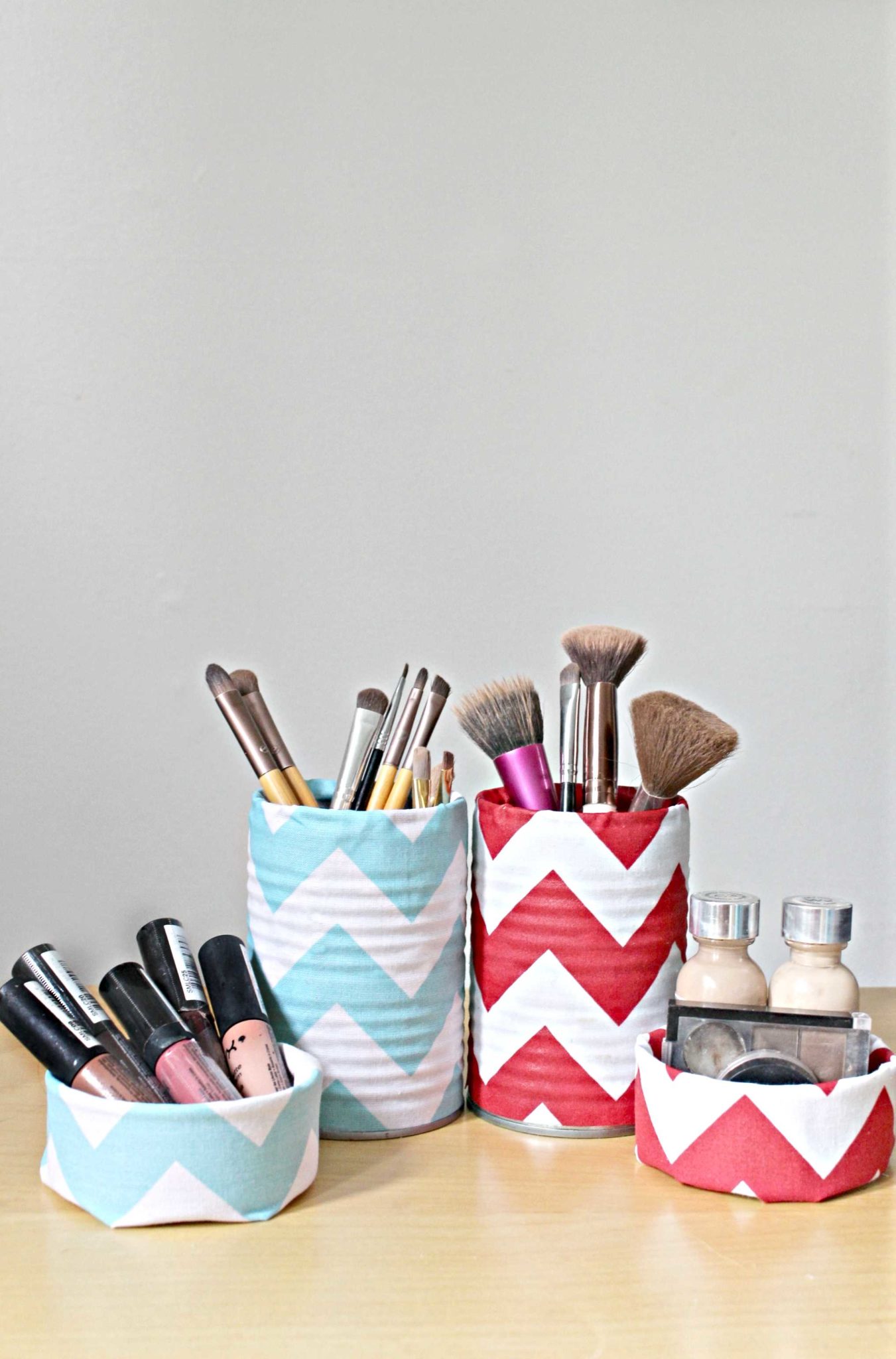 Fabric Covered Makeup Storage Containers