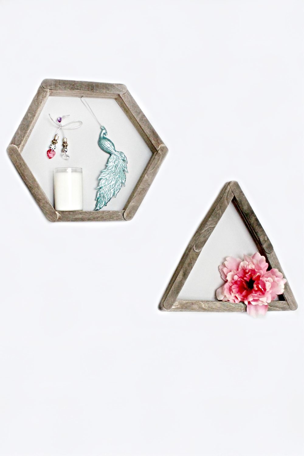 Stick Shelves Craft, Easy And Fun Geometric Wall Decor Idea