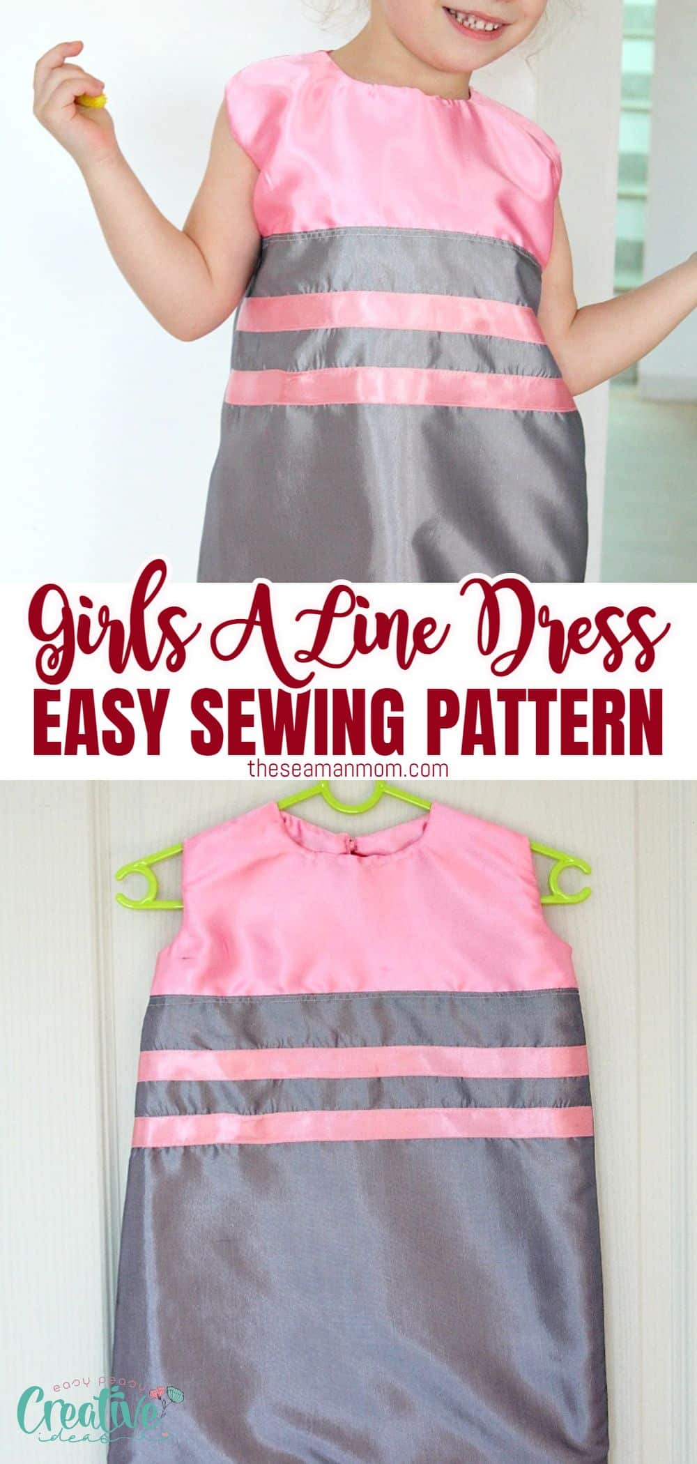 Do you need an easy-to-follow pattern for a stylish and cozy dress for kids? This sleeveless A line dress pattern with two-tone colors and ribbon accents is a perfect sewing project for your little girl! via @petroneagu