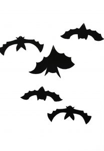 Hanging bats Halloween decoration made from black foam sheets