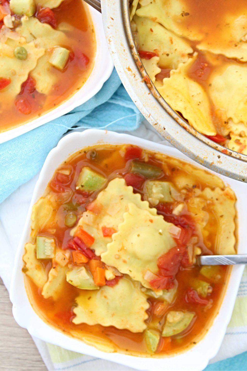 Ravioli Soup With Vegetables, Canned Tomatoes And Chicken Broth