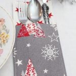 Cutlery holder in Christmas themed fabric