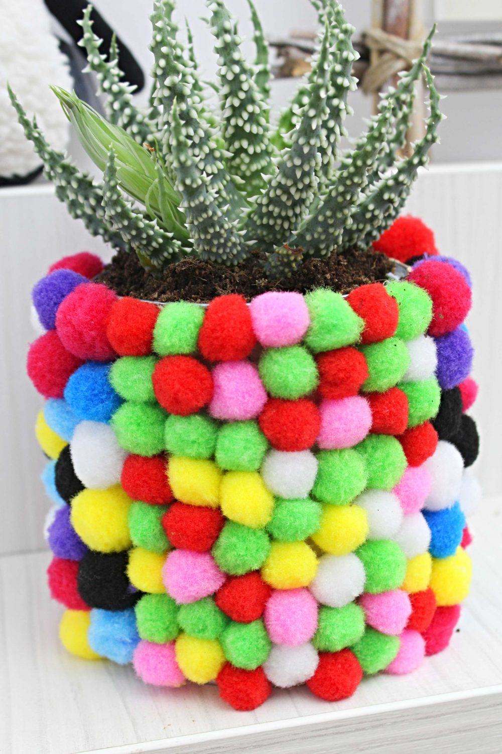 DIY Flower Pot With Pom Poms Cute Flower Pot Decoration