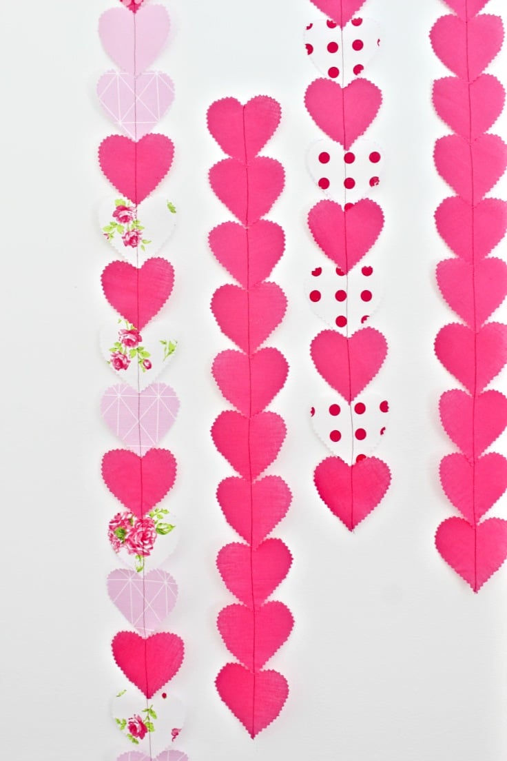 How to sew a scrappy Heart Garland Simple Guide