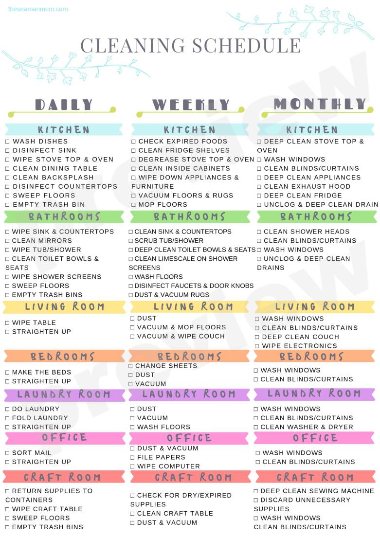 Free Printable Weekly Cleaning Schedule Homemade All vrogue co