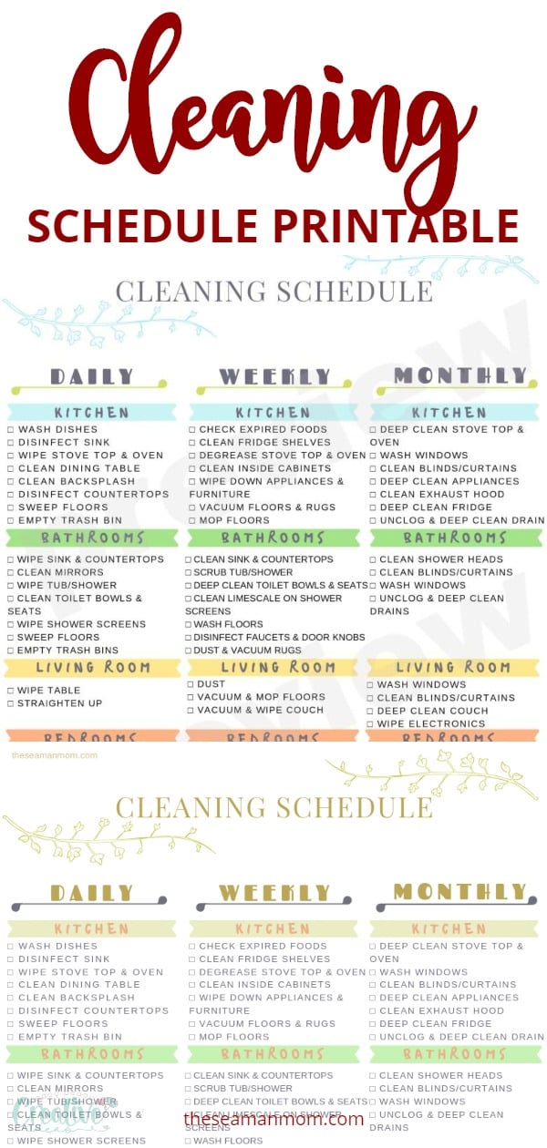Cleaning calendar