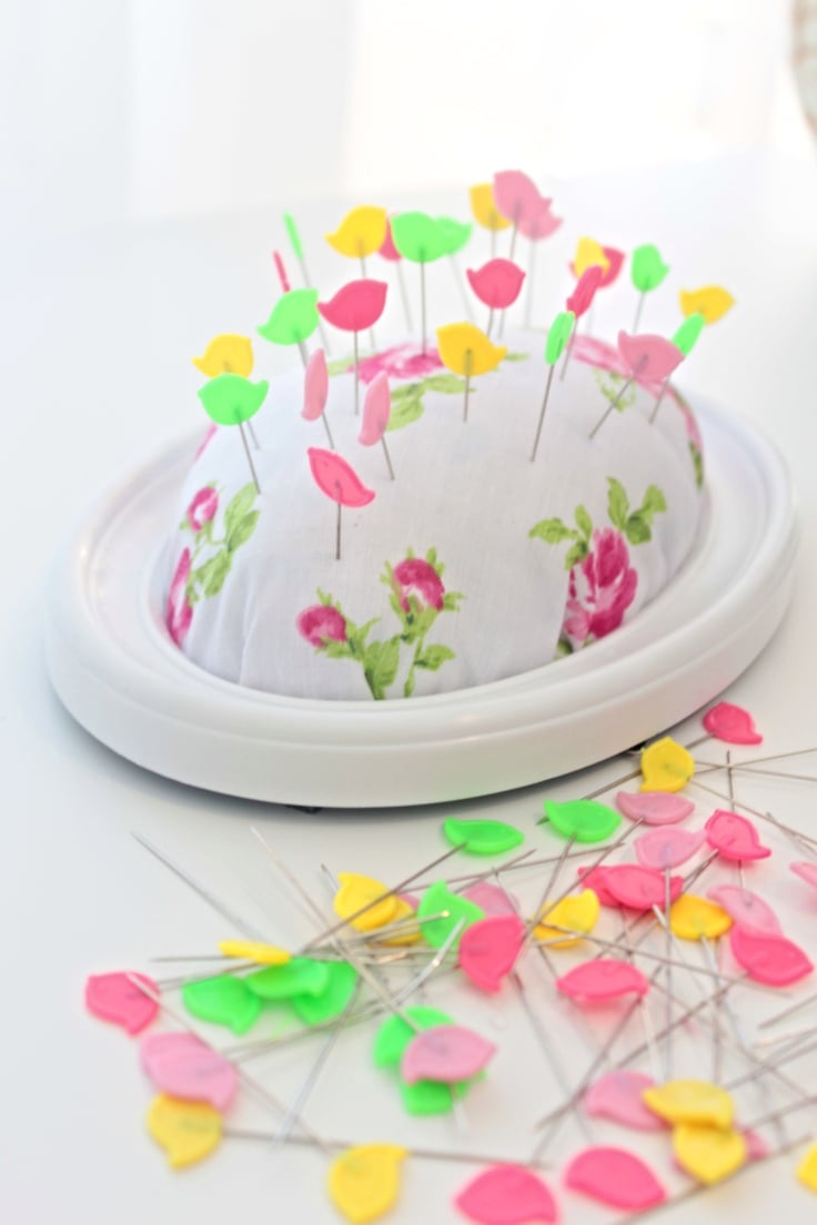 DIY pin cushion from recycled picture frame