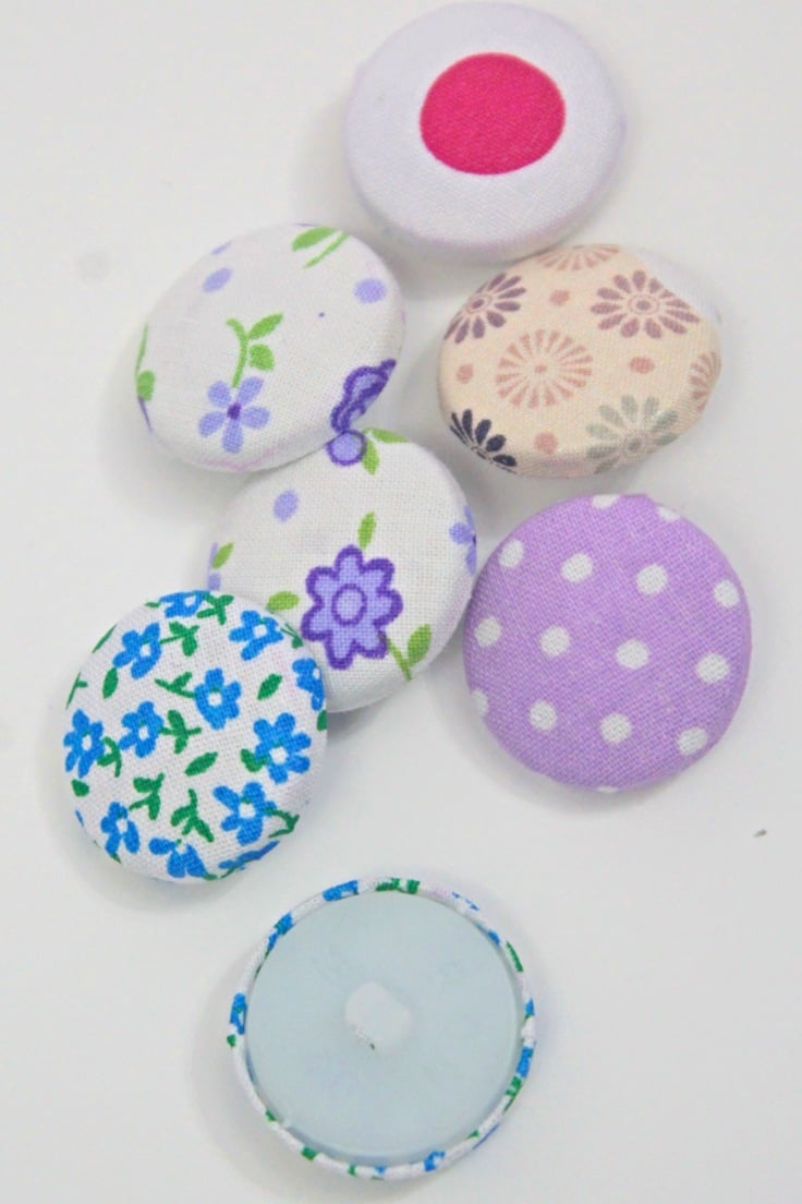 DIY Fabric Covered Button Magnets No Sew with scrap fabric - Sisters, What!