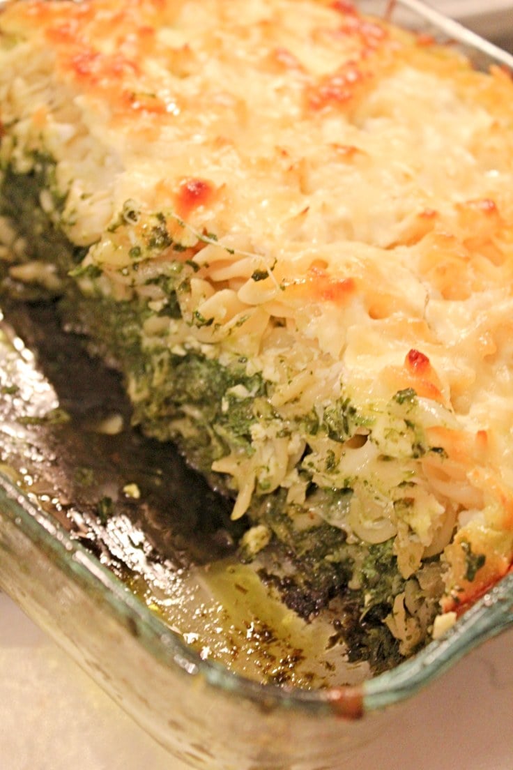 Cheese spinach pasta bake