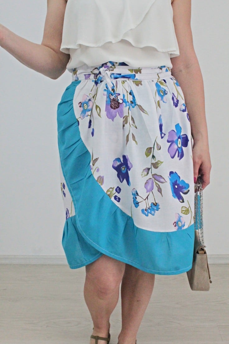 New Womens Irregular Flower Print Ruffle Hem Skirt Ruched Drawstring Mini  Skirt  Walmart Canada