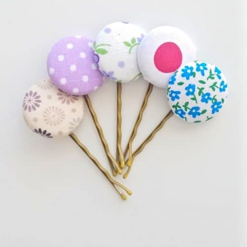 Decorative Bobby Pins Made With Fabric Covered Buttons