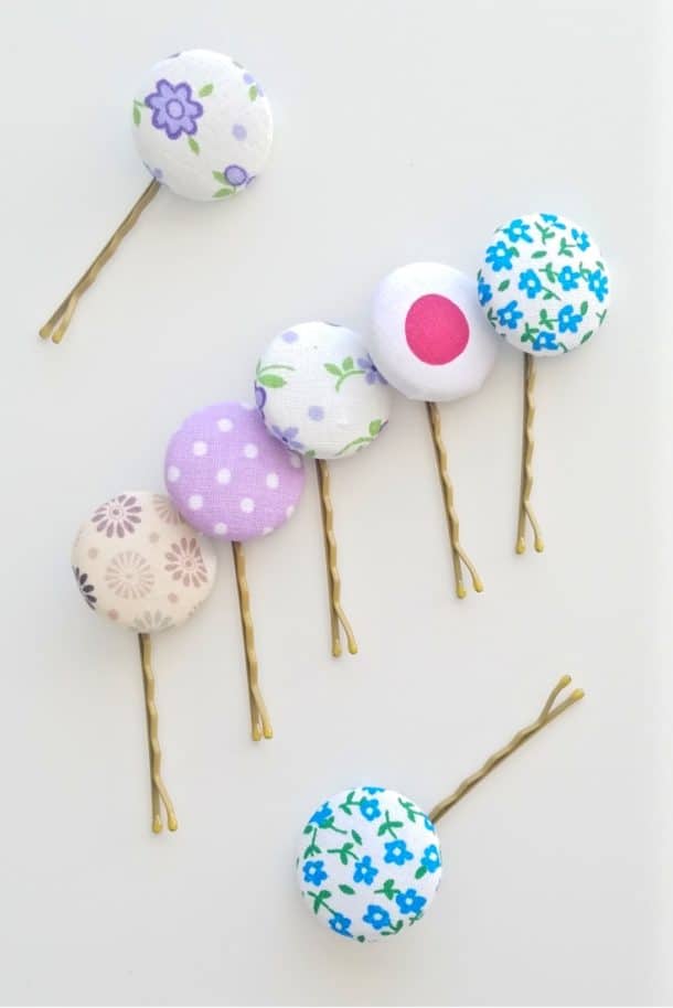 Decorative Bobby Pins Made With Fabric Covered Buttons
