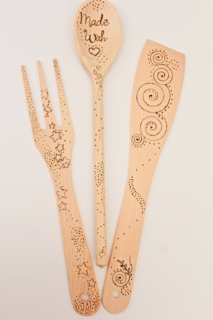 Pyrography wooden spoons