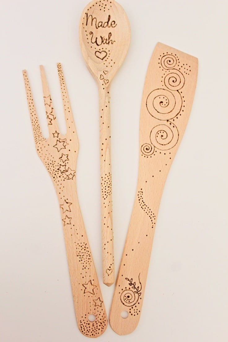 wood burning on spoons