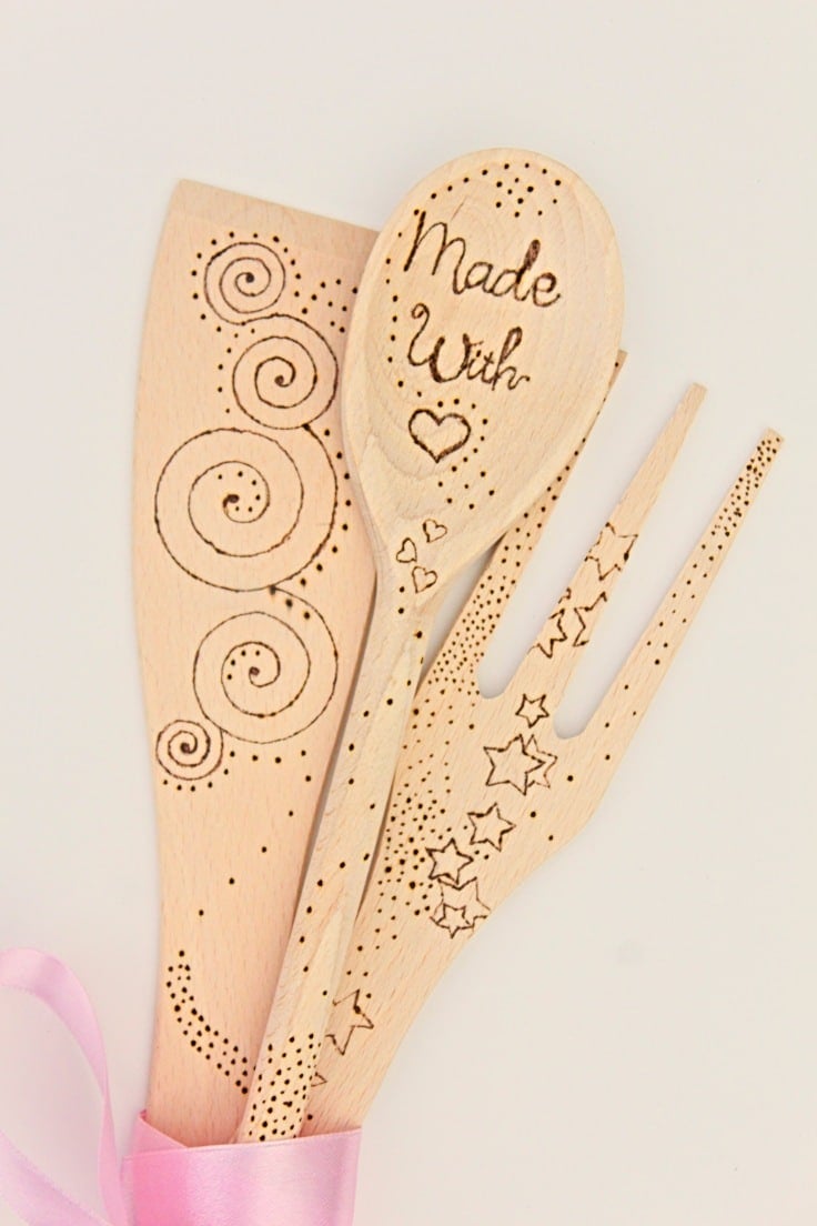 wood burning on spoons