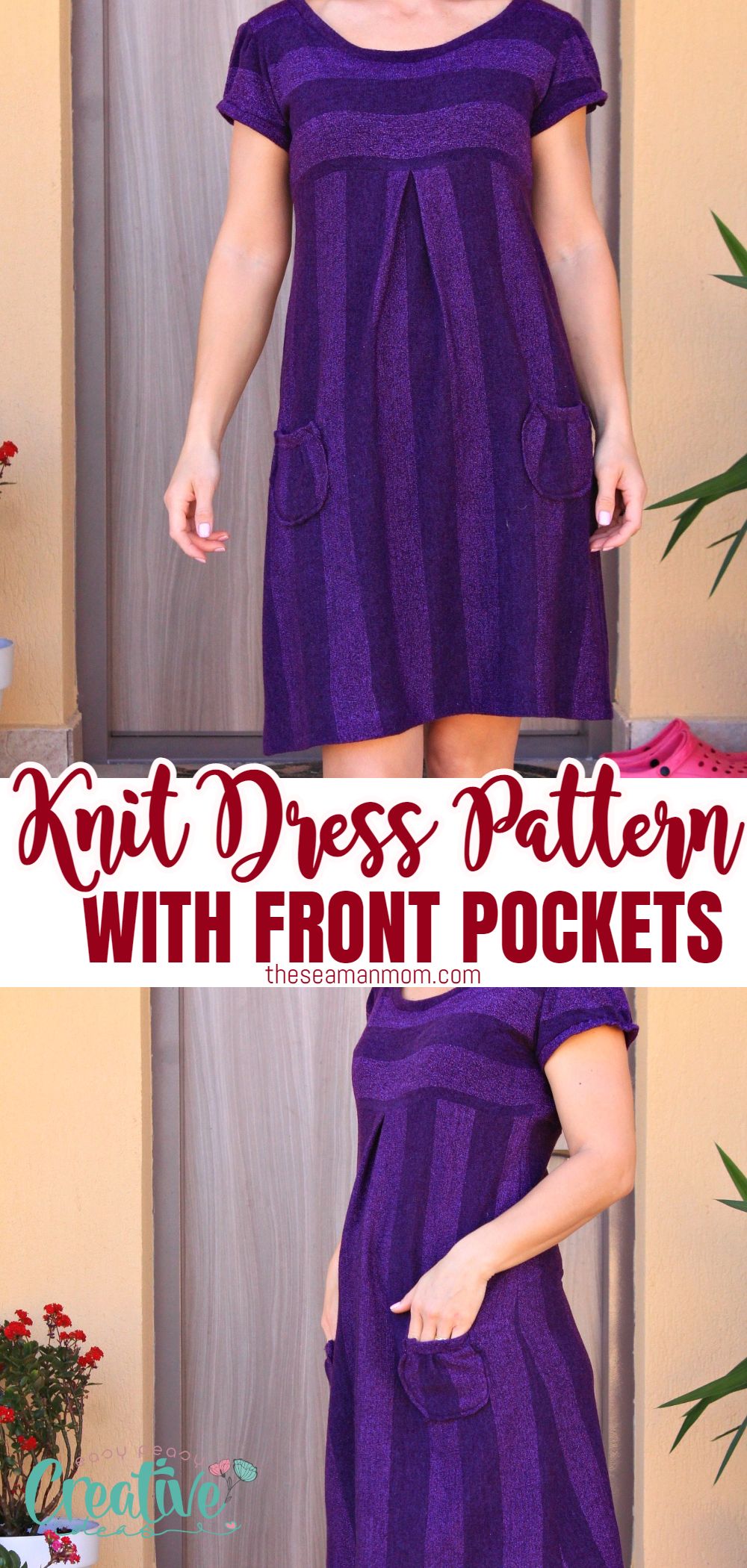 Make yourself an easy dress with pockets that is comfortable to wear, easy to customize and so versatile! Not to mention cute as a button! ! This knit dress pattern is so simple and easy to sew! via @petroneagu