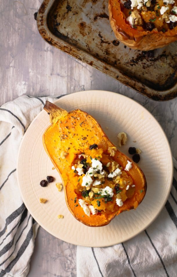 Roasted Butternut Squash With Feta, Cranberry & Pecans - Easy Peasy ...