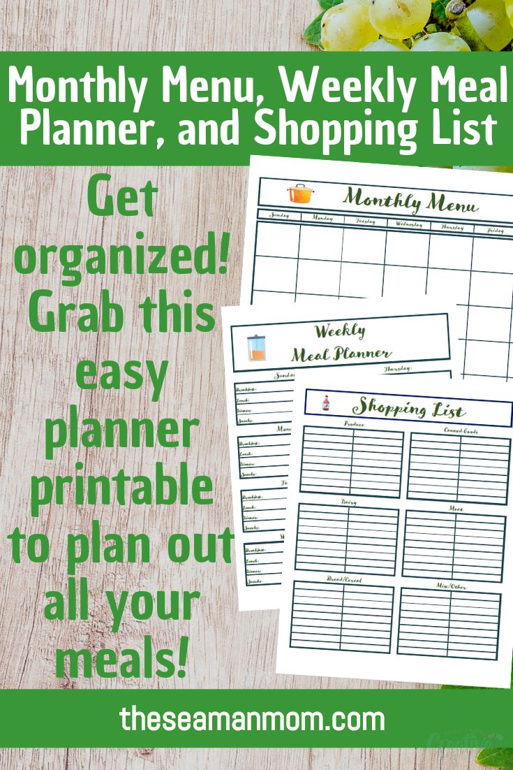 Simple Meal Planner Printable Weekly Meal Plan Shopping List 