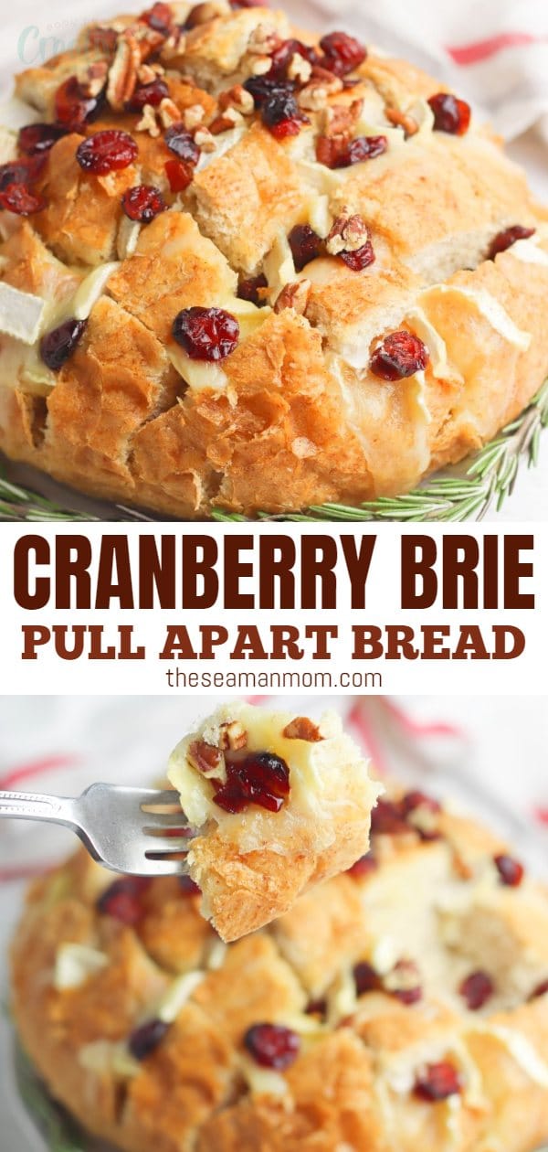 If you're looking for cheesy pull apart bread ideas for a holiday party, you're in the right place! This cranberry brie pull apart bread is full of classic holiday flavors with a delicious new twist! Brie recipes are the perfect holiday appetizers! via @petroneagu