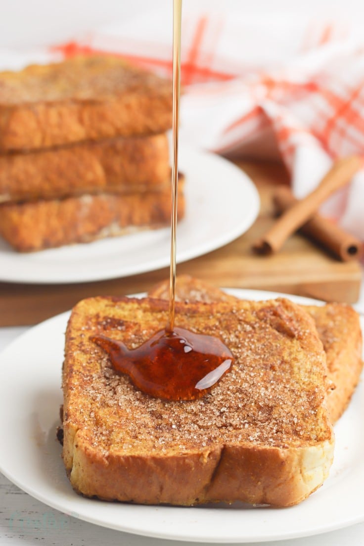 Pumpkin french toast with cinnamon sugar topping