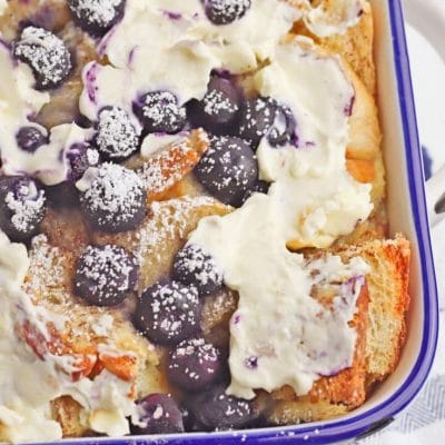 Blueberry French toast casserole with cream cheese
