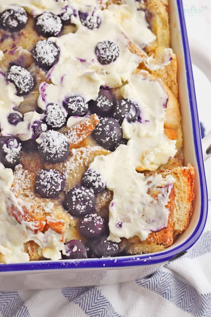 Blueberry French toast casserole with cream cheese