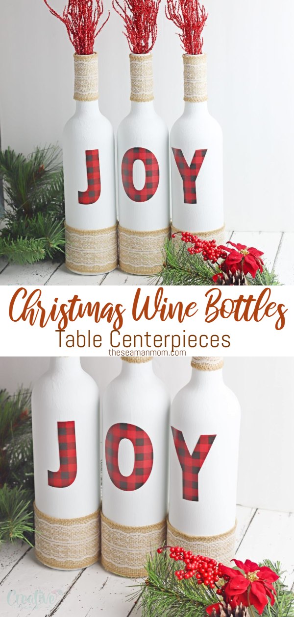 Christmas wine bottle decor