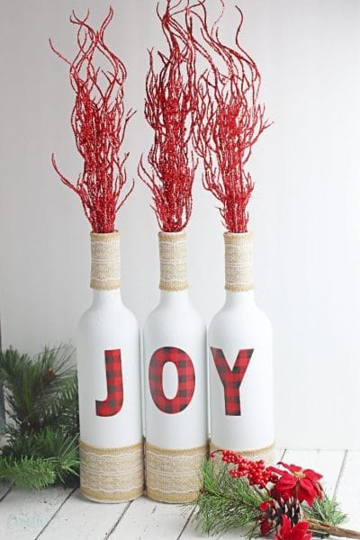 Christmas Wine Bottle Decor Idea For Table Centerpiece