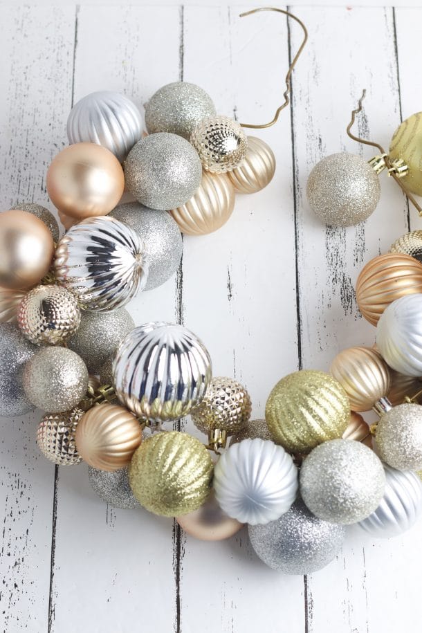 DIY Christmas Ornament Wreath From Wire Hanger
