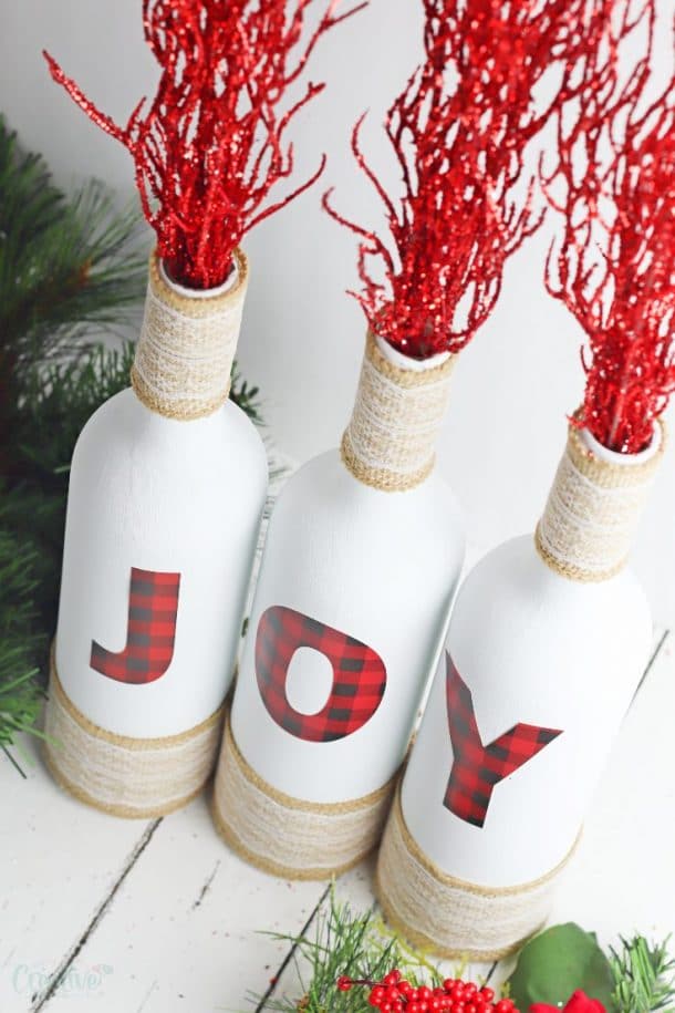 Christmas Wine Bottle Decor Idea For Table Centerpiece
