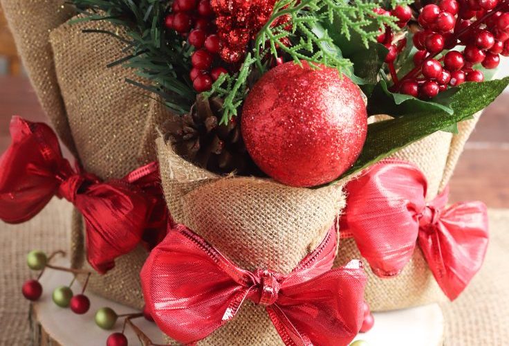 Recycled tin can centerpieces