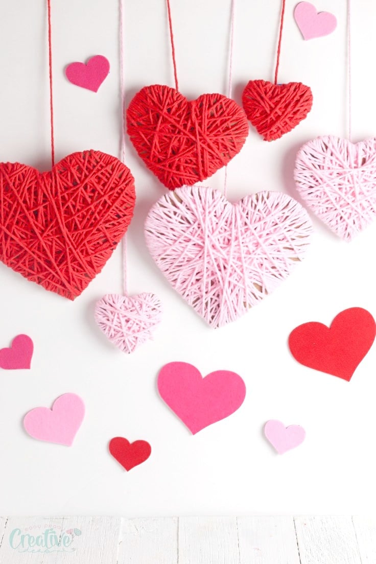 Yarn wrapped hearts