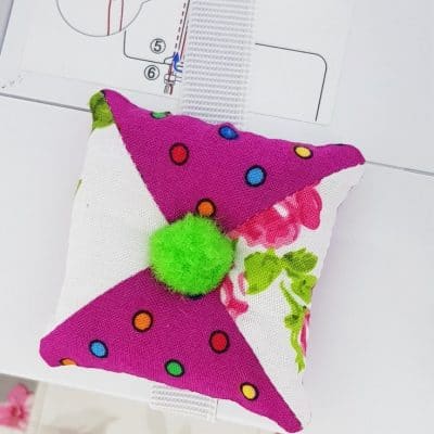 Half-square triangle patchwork pincushion