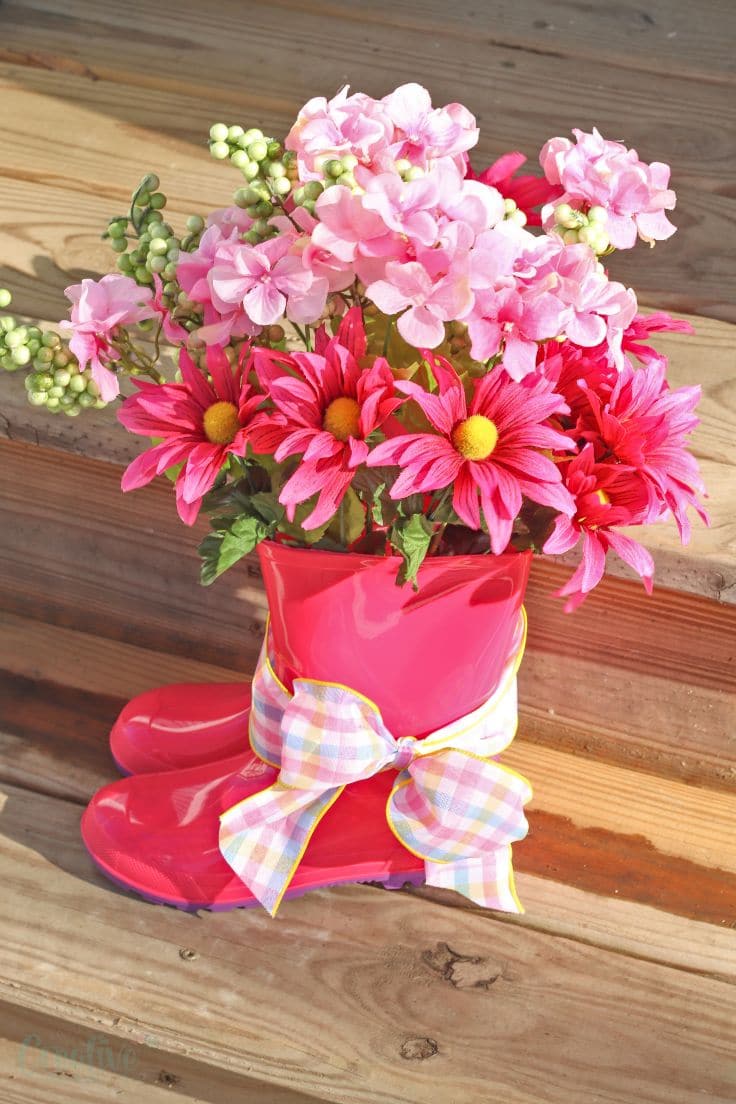 rain boot with flowers