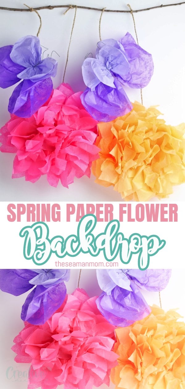 Spring is a season filled with beautiful outdoor colors and rich colored florals! For a fun spring party, create this DIY paper flower backdrop with tissue paper. This paper flower backdrop is adorable and versatile and can be used not only for a party but as wall decor around the house as well for an extra pop of color! via @petroneagu