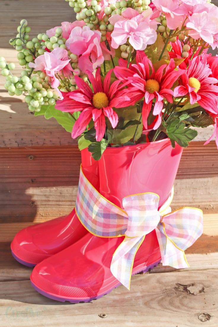Rain boot flower vase