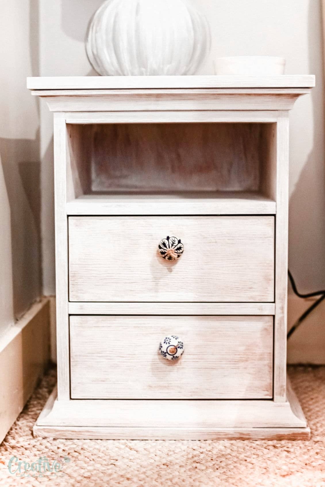 Whitewash bedside deals table