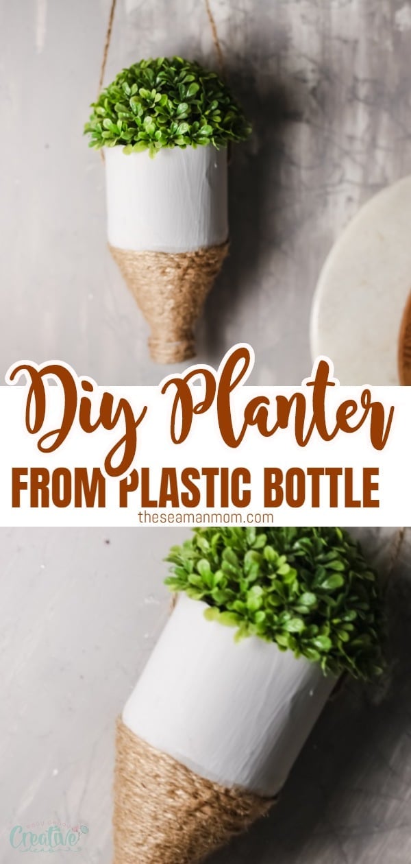 This hanging plastic bottle planter is a great project to get kids into gardening and an amazing DIY to make during Spring! Great inexpensive way to create your own hanging plastic bottle garden! via @petroneagu