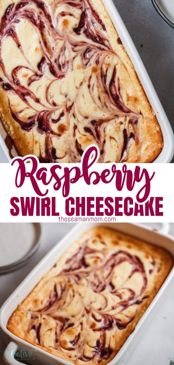 This raspberry swirl cheesecake is creamy, tangy and sweet! Swirls of raspberry jam top a super rich and creamy cheesecake base while the graham cracker crust has the perfect amount of crunch to it! You just can’t go wrong with this easy raspberry cheesecake. via @petroneagu
